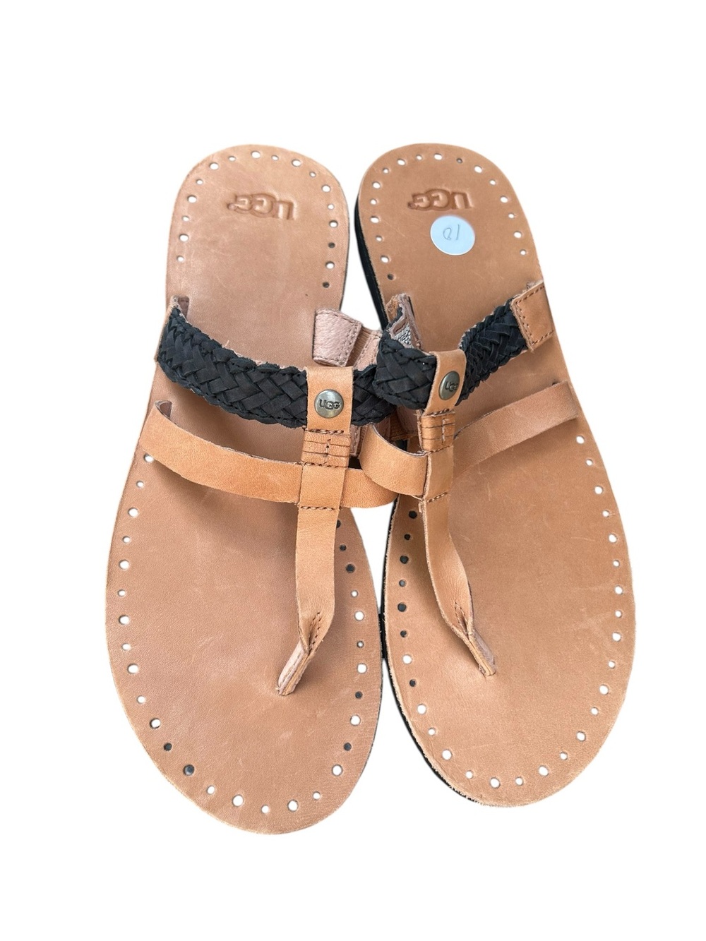 Women’s UGG Audra Sandals Black Brown Leather Sz 10 NWOT